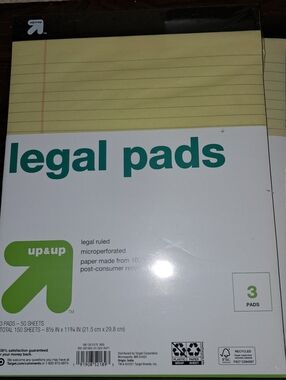 UP & UP LEGAL PADS 2- 3PKS NEW